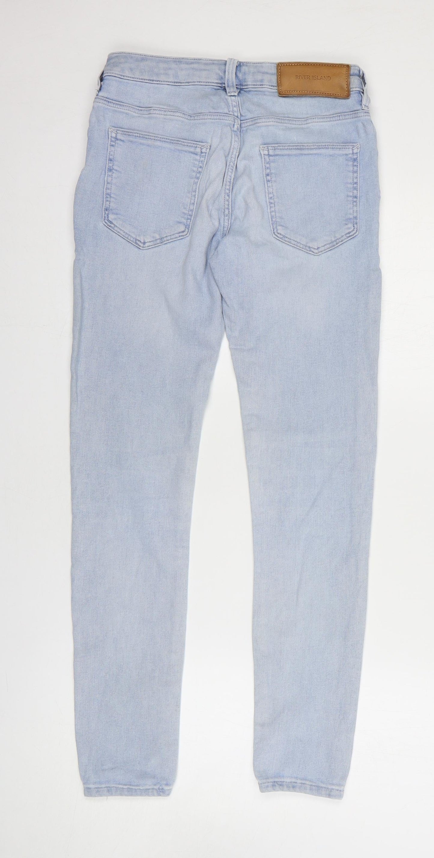 River Island Womens Blue Cotton Skinny Jeans Size 28 in L30 in Regular Zip
