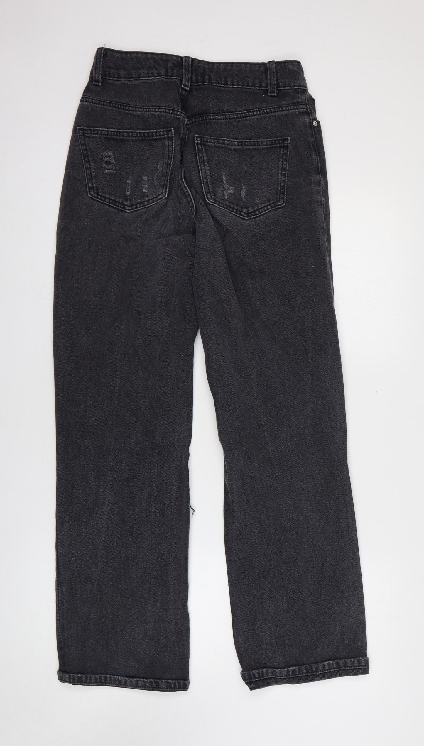 Primark Womens Grey Cotton Straight Jeans Size 8 Regular Zip