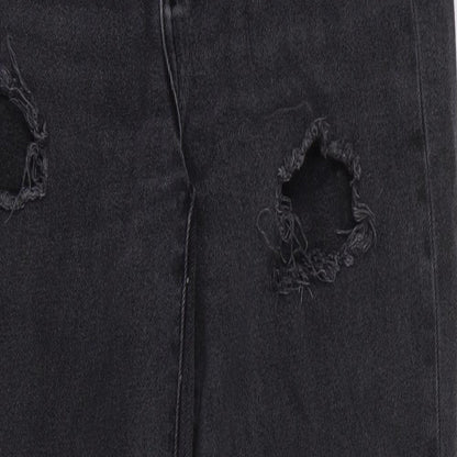 Primark Womens Grey Cotton Straight Jeans Size 8 Regular Zip