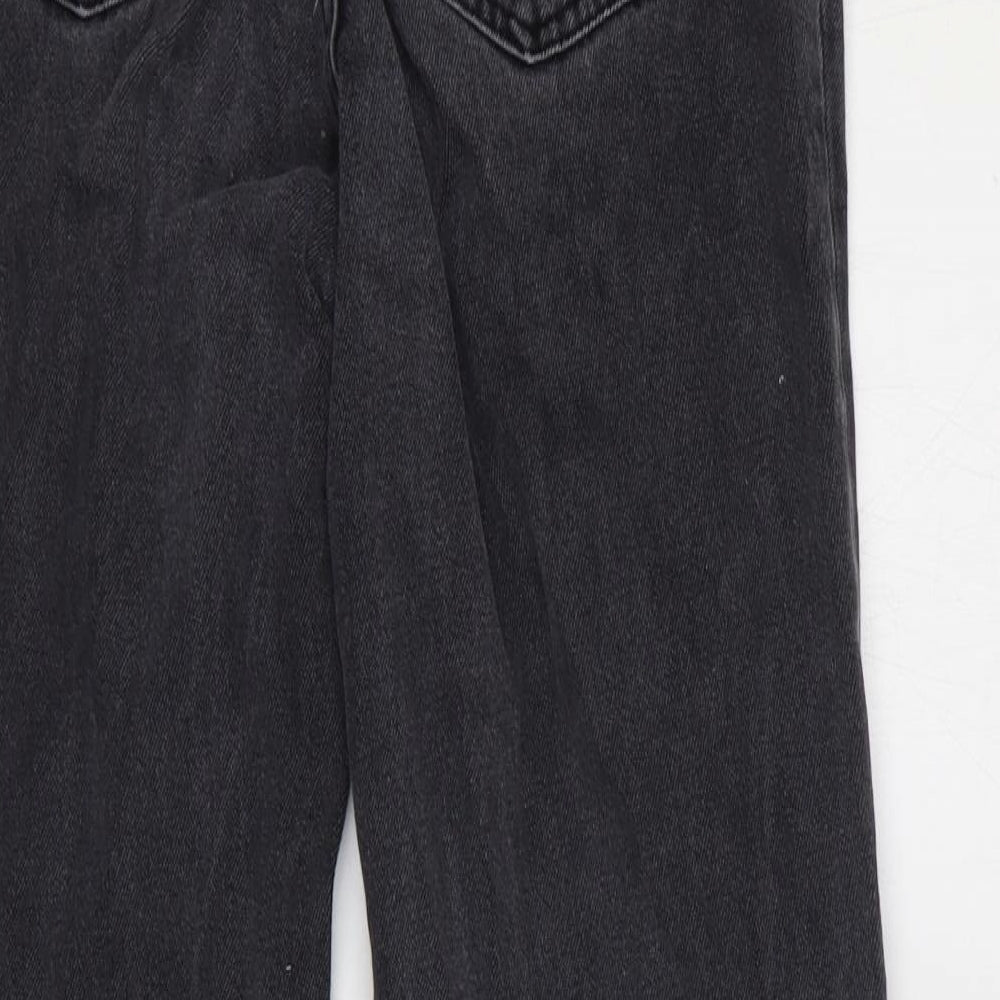 Primark Womens Grey Cotton Straight Jeans Size 8 Regular Zip