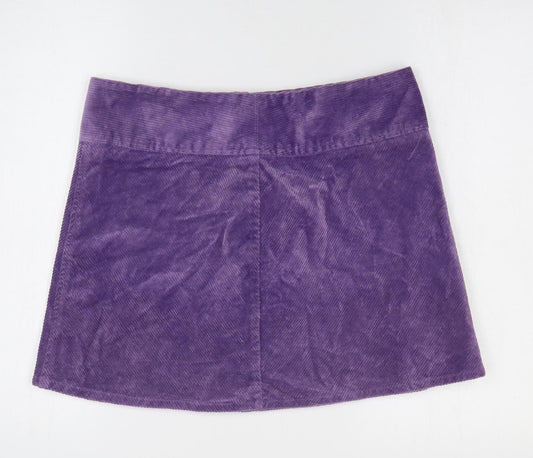 Monki Womens Purple Cotton Mini Skirt Size 32 in Zip