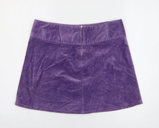Monki Womens Purple Cotton Mini Skirt Size 32 in Zip