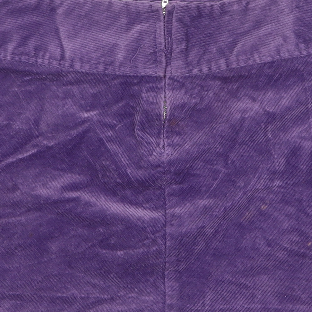 Monki Womens Purple Cotton Mini Skirt Size 32 in Zip