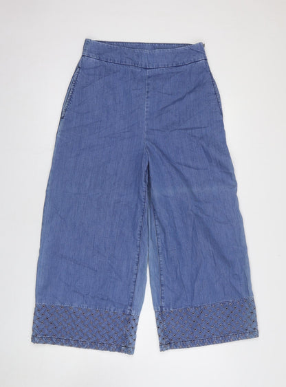 ASOS Womens Blue Cotton Wide-Leg Jeans Size 28 in L32 in Regular