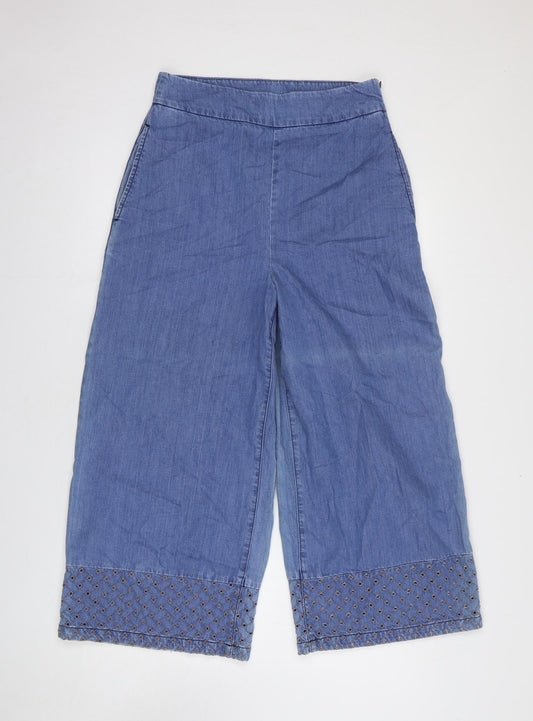 ASOS Womens Blue Cotton Wide-Leg Jeans Size 28 in L32 in Regular