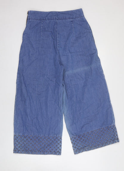 ASOS Womens Blue Cotton Wide-Leg Jeans Size 28 in L32 in Regular