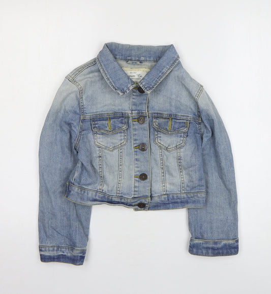 Denim & Co. Womens Blue Jacket Size 10 Button