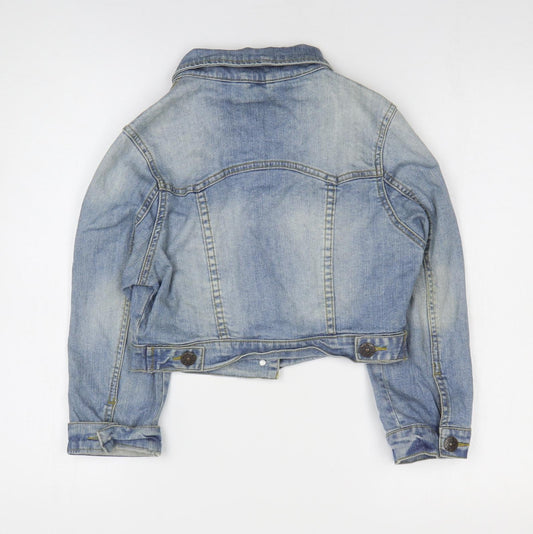 Denim & Co. Womens Blue Jacket Size 10 Button