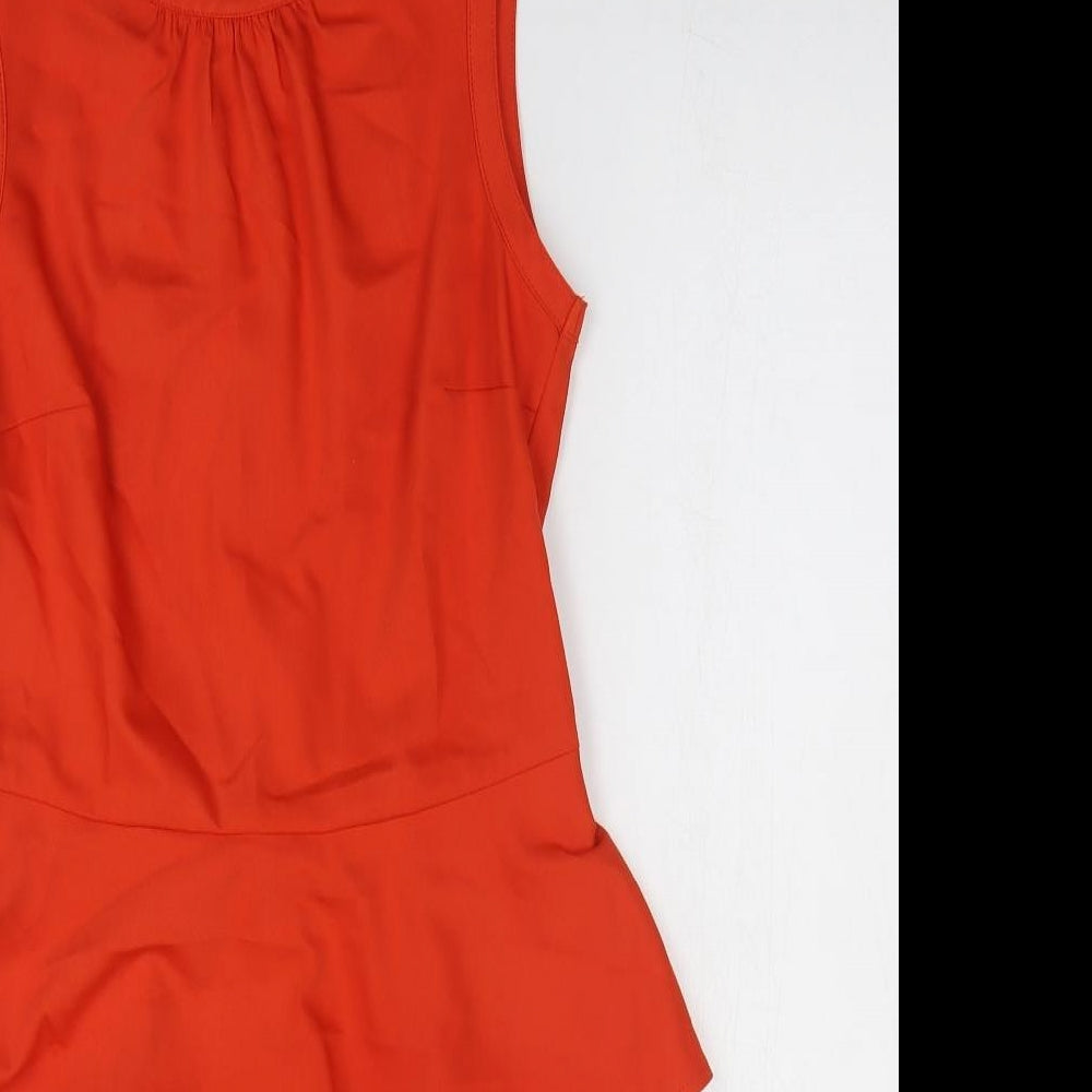 H&M Womens Orange Polyester Pencil Dress Size 8 Round Neck Zip