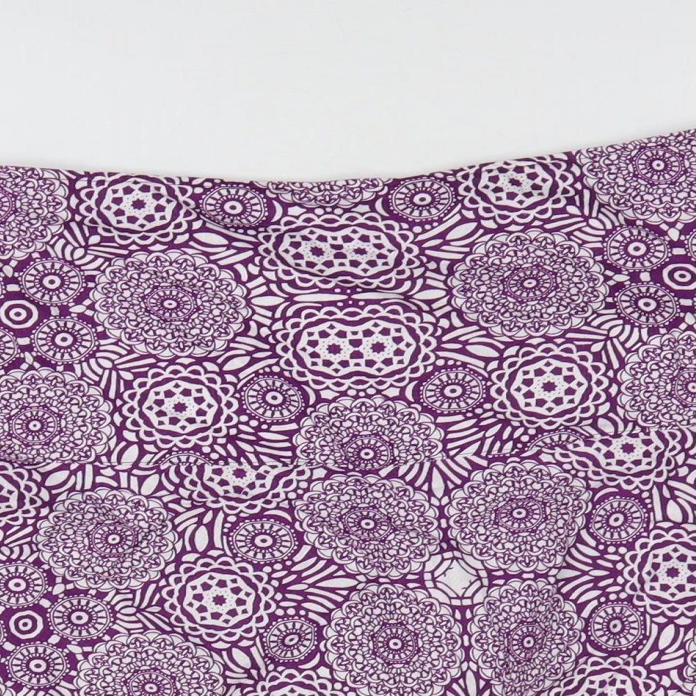 Marks and Spencer Womens Purple Geometric Linen A-Line Skirt Size 14 Zip