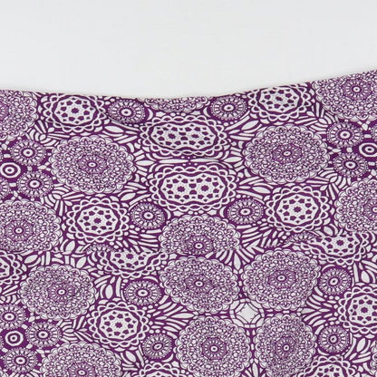 Marks and Spencer Womens Purple Geometric Linen A-Line Skirt Size 14 Zip