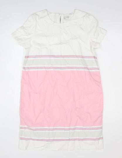 Gap Womens Pink Striped 100% Cotton Shift Size S Round Neck Zip