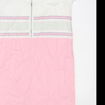 Gap Womens Pink Striped 100% Cotton Shift Size S Round Neck Zip