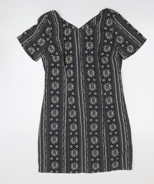 Hollister Womens Grey Floral Polyester Mini Size M V-Neck Pullover