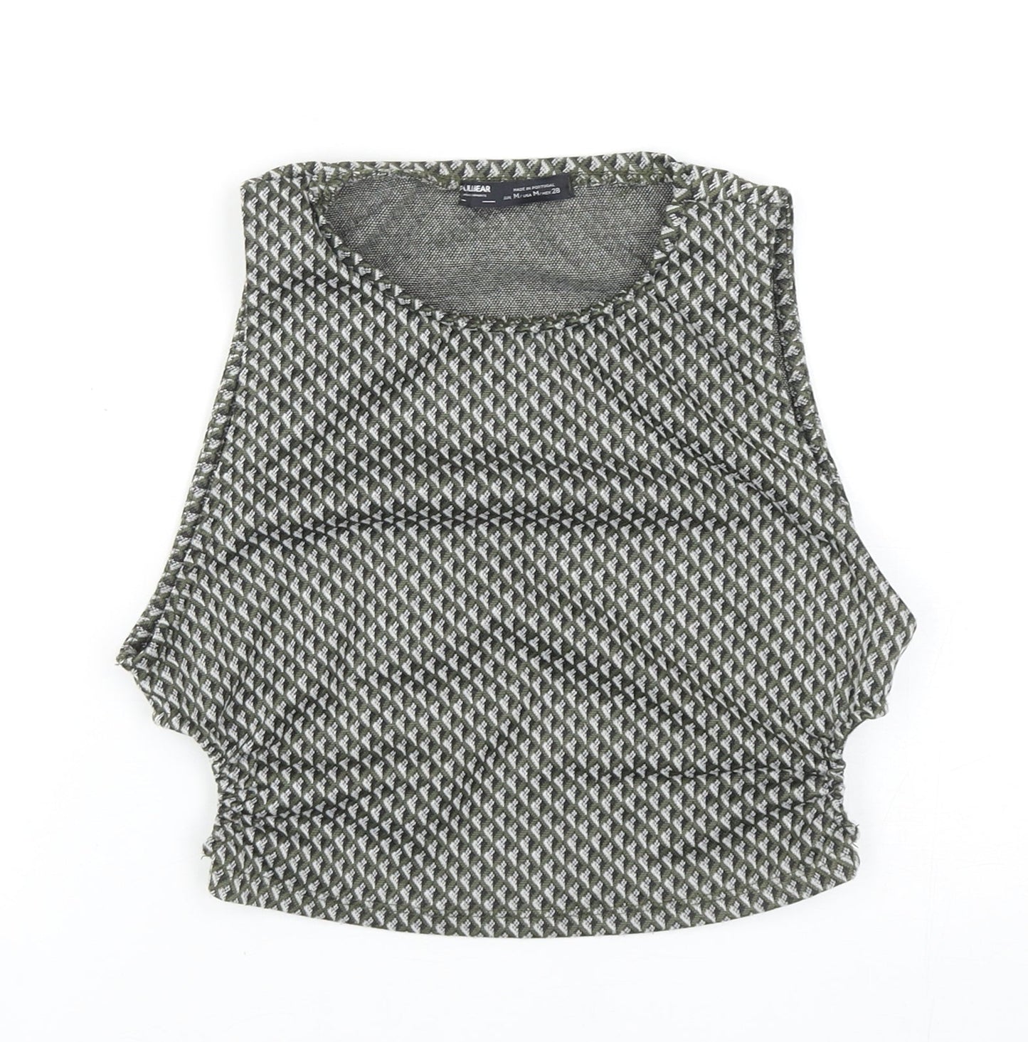 Womens UK Size M Pull&Bear Green Cropped Tank