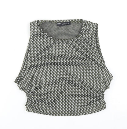 Womens UK Size M Pull&Bear Green Cropped Tank