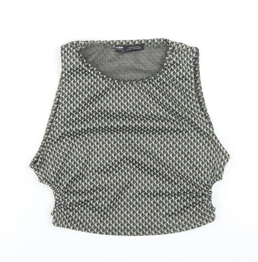 Womens UK Size M Pull&Bear Green Cropped Tank