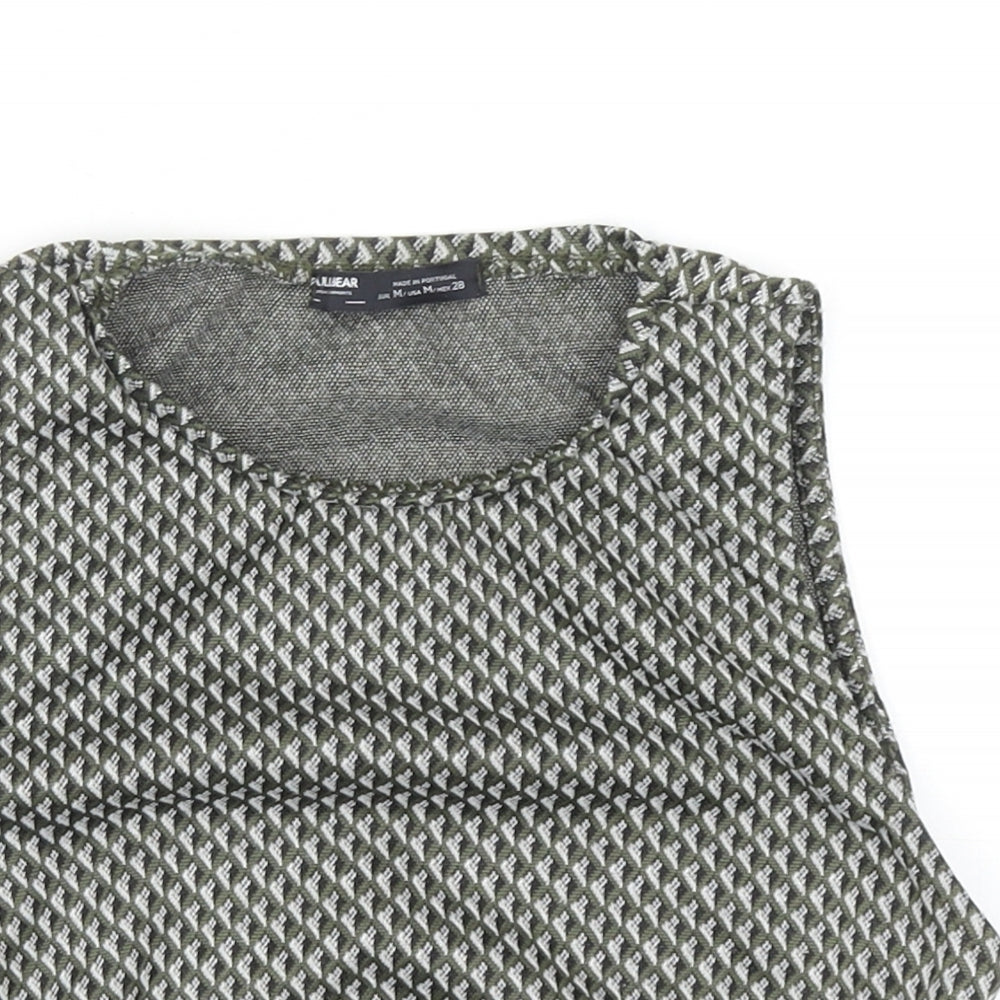 Womens UK Size M Pull&Bear Green Cropped Tank