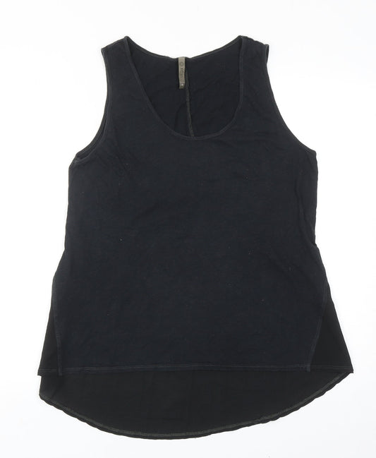 Front view of XCVI women’s grey colourblock cotton basic tank, size M, scoop neck