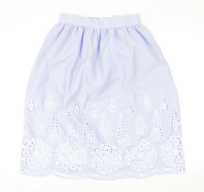 H&M Womens Blue Polyester A-Line Skirt Size 8 Zip