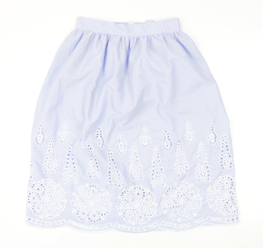 H&M Womens Blue Polyester A-Line Skirt Size 8 Zip