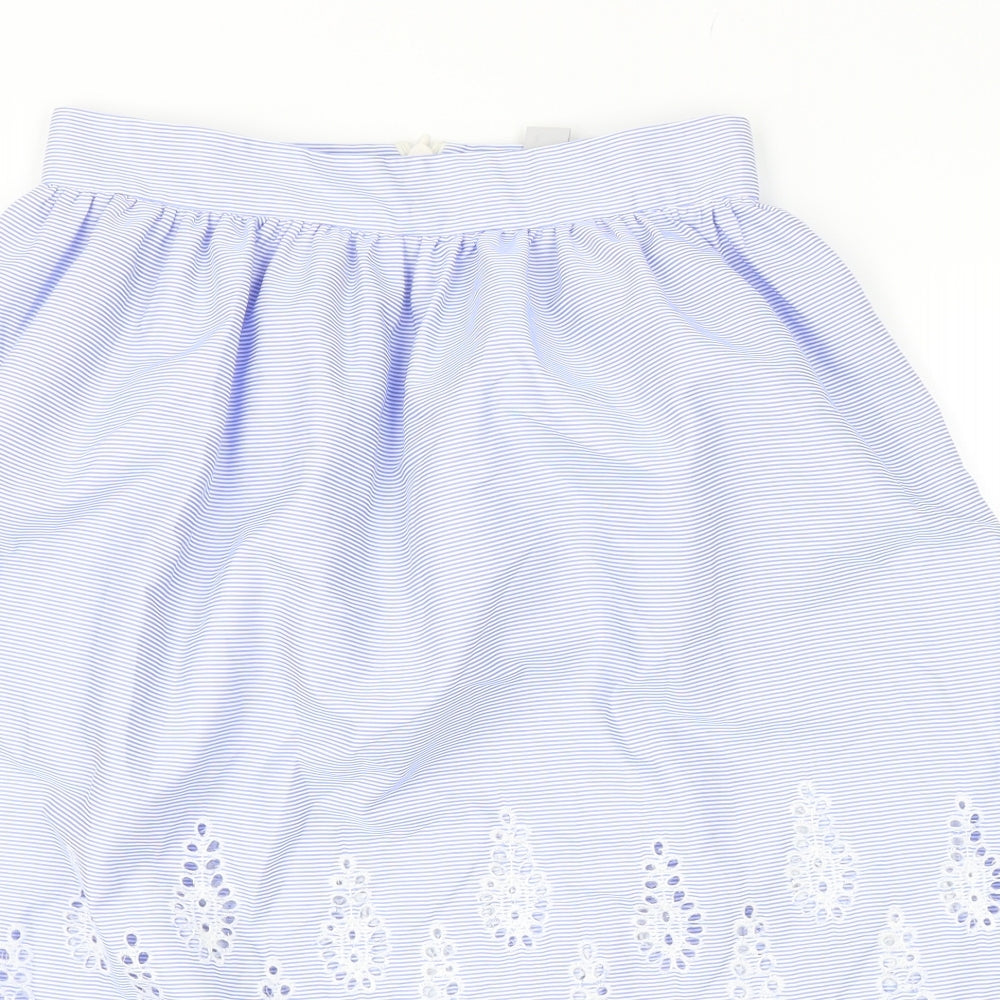 H&M Womens Blue Polyester A-Line Skirt Size 8 Zip