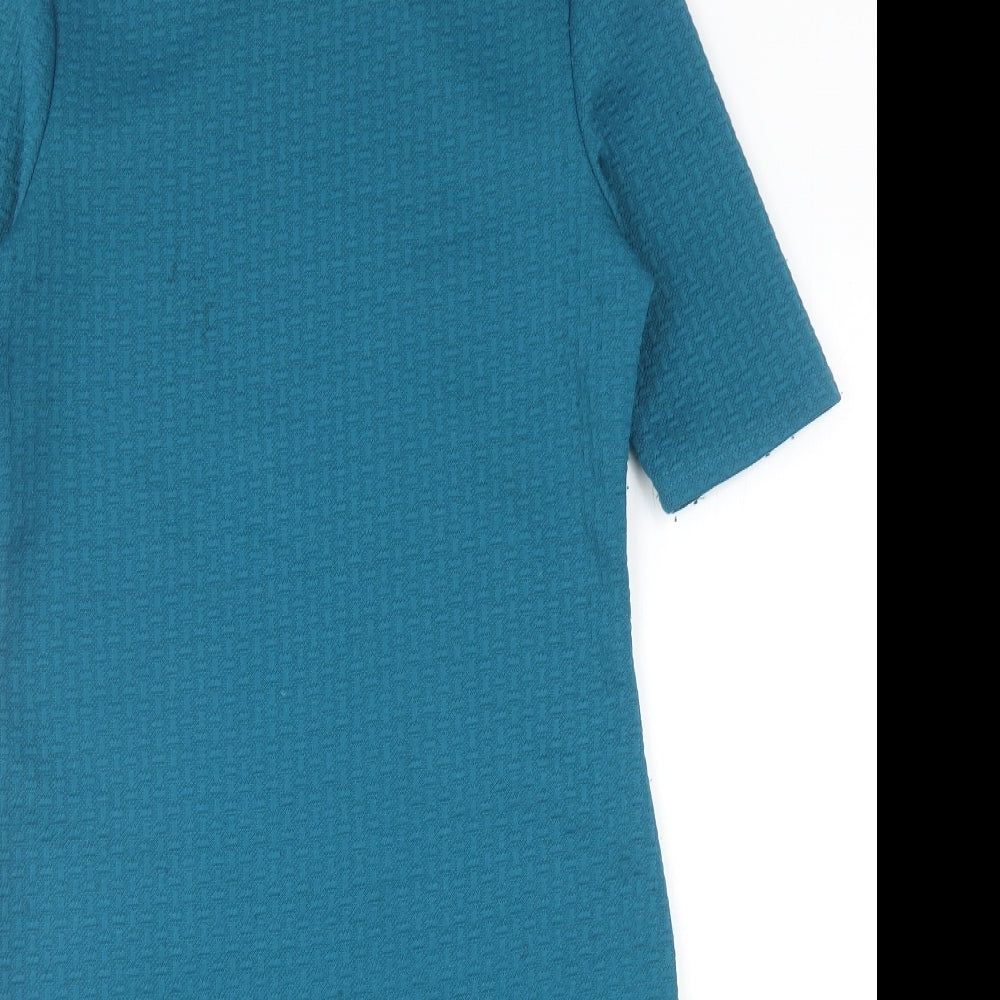 Forever Womens Blue Polyester Shift Size M Round Neck Pullover