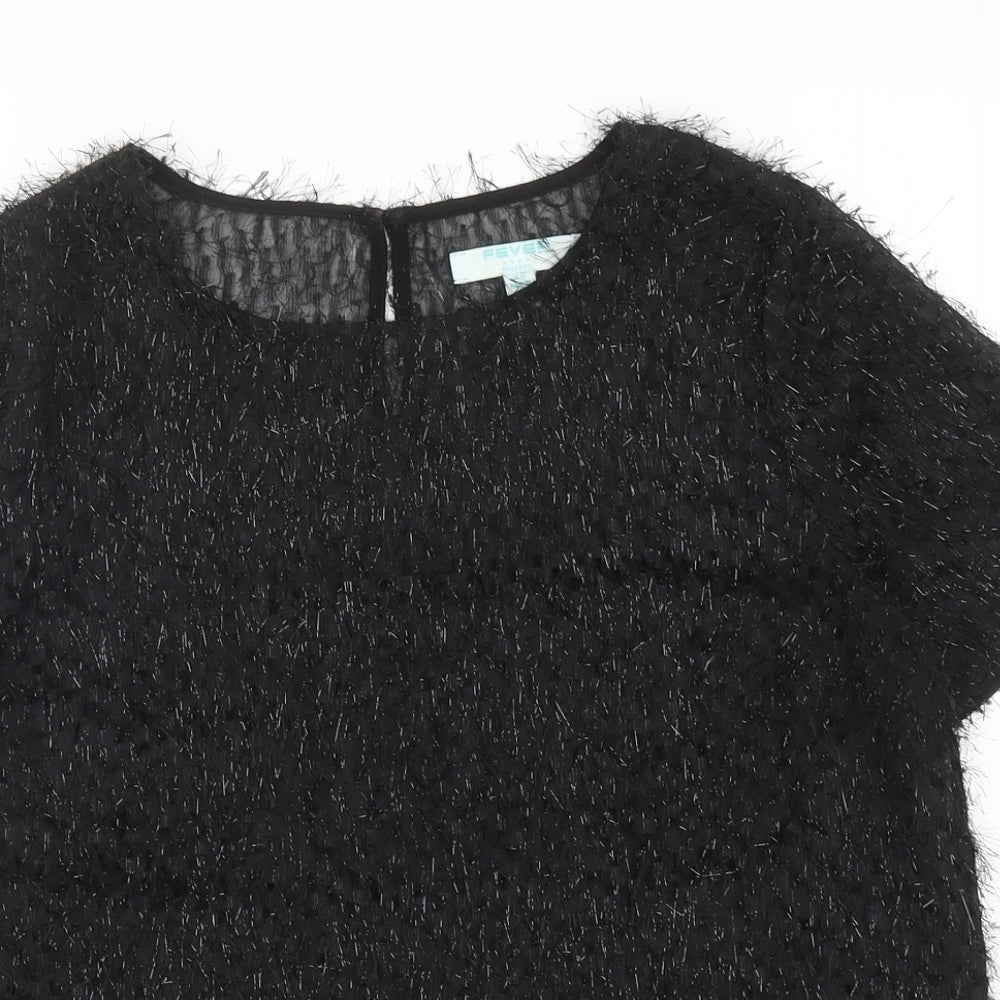 Womens UK Size 12 Fever Black Basic Blouse