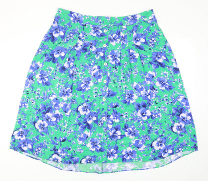 Dunnes Stored Womens Blue Floral Viscose A-Line Skirt Size XL