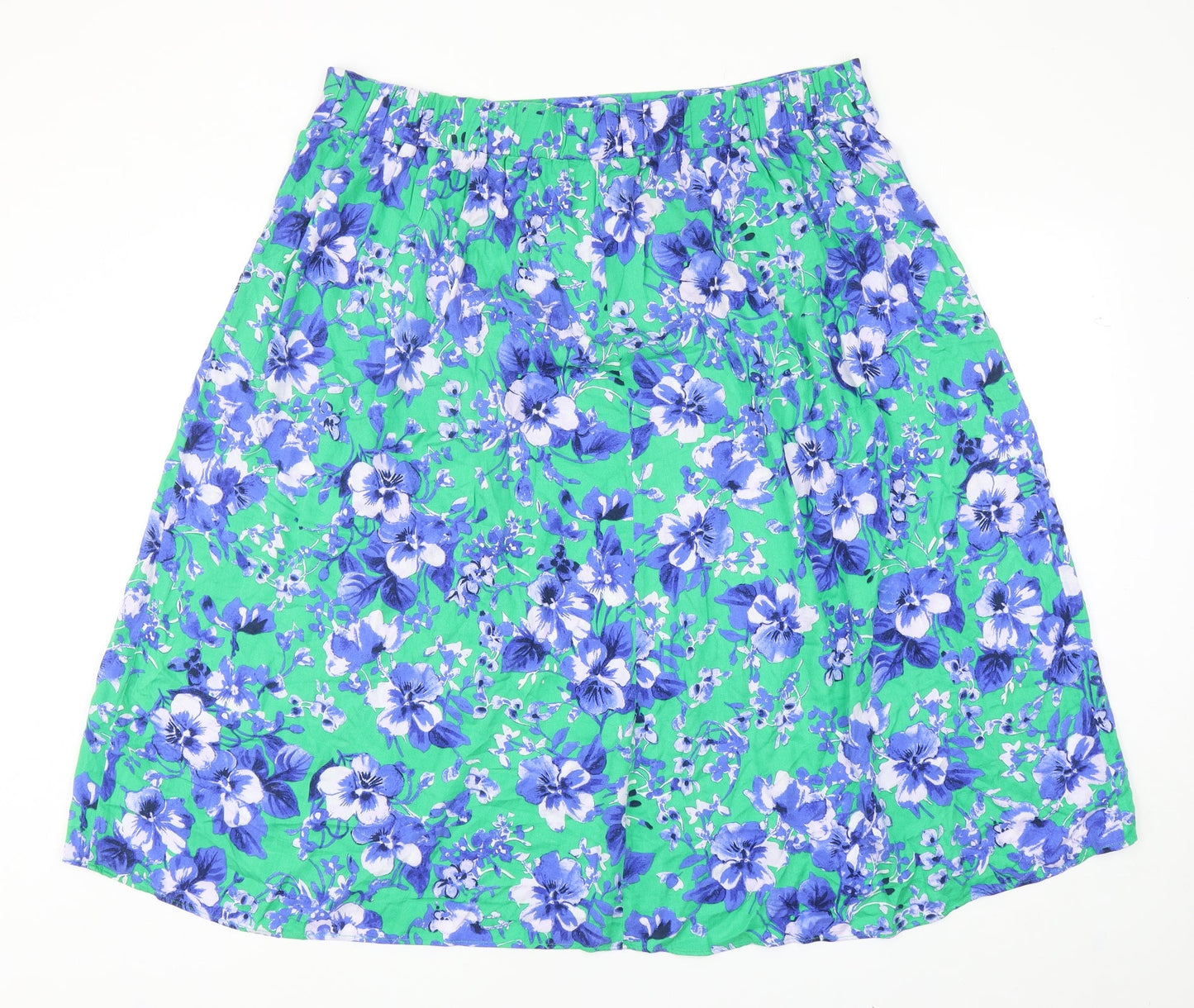 Dunnes Stored Womens Blue Floral Viscose A-Line Skirt Size XL