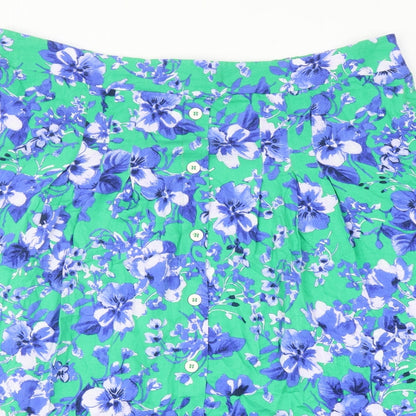 Dunnes Stored Womens Blue Floral Viscose A-Line Skirt Size XL