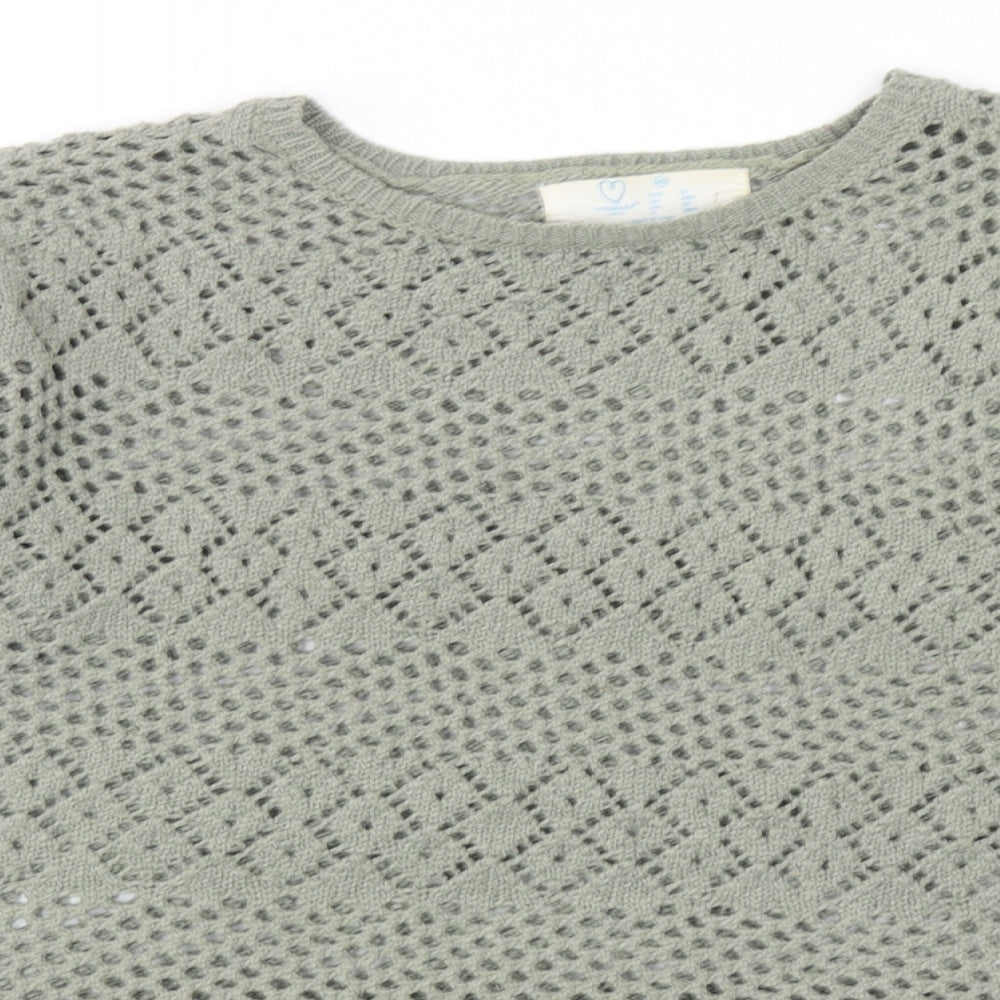 Primark Womens Green Round Neck Geometric Polyester Pullover Jumper Size XS - UK Size 6-8