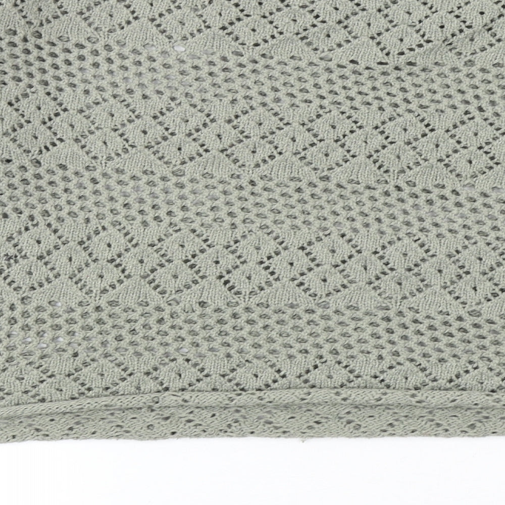 Primark Womens Green Round Neck Geometric Polyester Pullover Jumper Size XS - UK Size 6-8