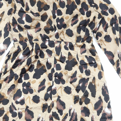 Missy Empire Womens Brown Animal Print Polyester A-Line Size 14 V-Neck Zip - Leopard Print