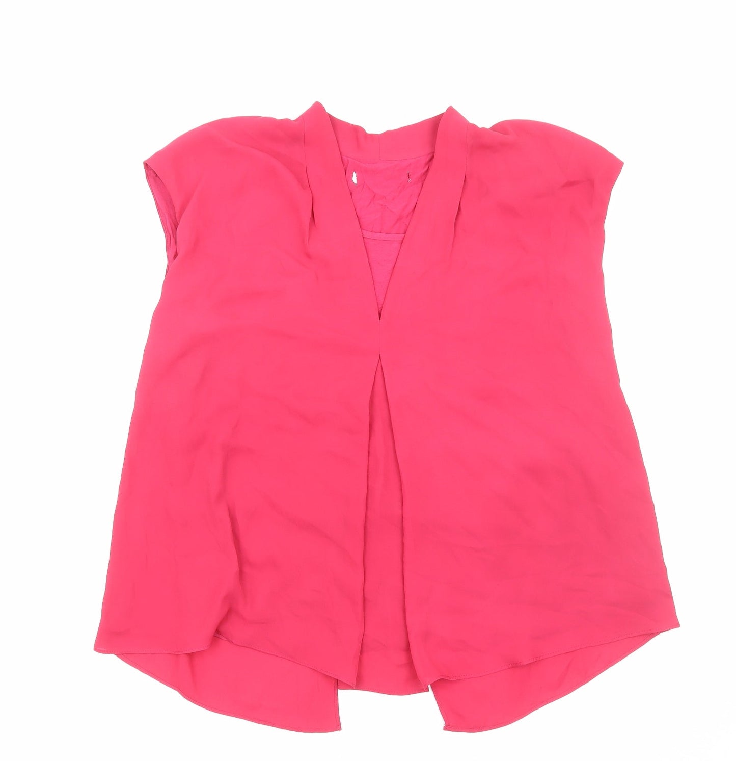 John Lewis Womens Red Polyester Basic Blouse Size L V-Neck