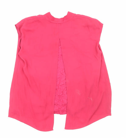 John Lewis Womens Red Polyester Basic Blouse Size L V-Neck