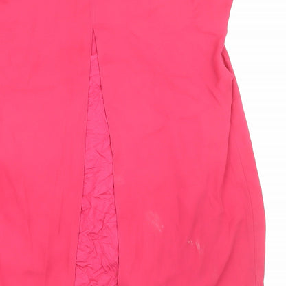 John Lewis Womens Red Polyester Basic Blouse Size L V-Neck