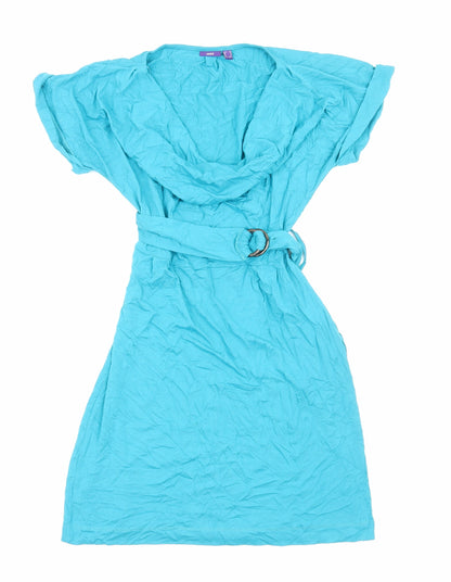 Mexx Womens Blue Viscose T-Shirt Dress Size XS Cowl Neck Pullover