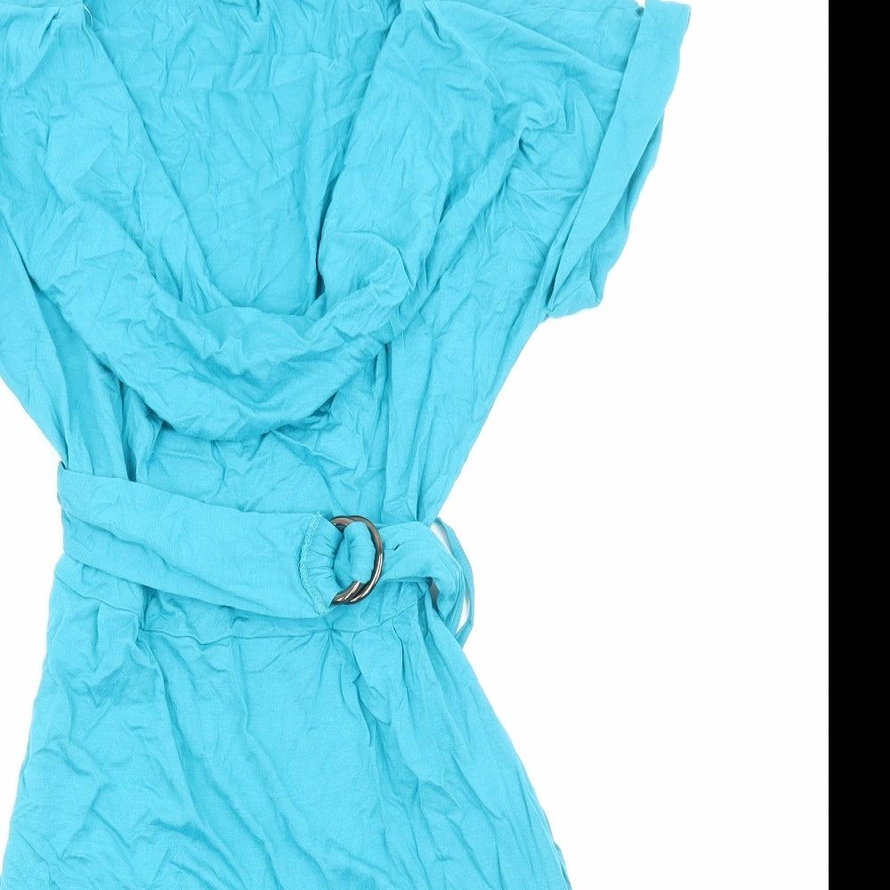 Mexx Womens Blue Viscose T-Shirt Dress Size XS Cowl Neck Pullover