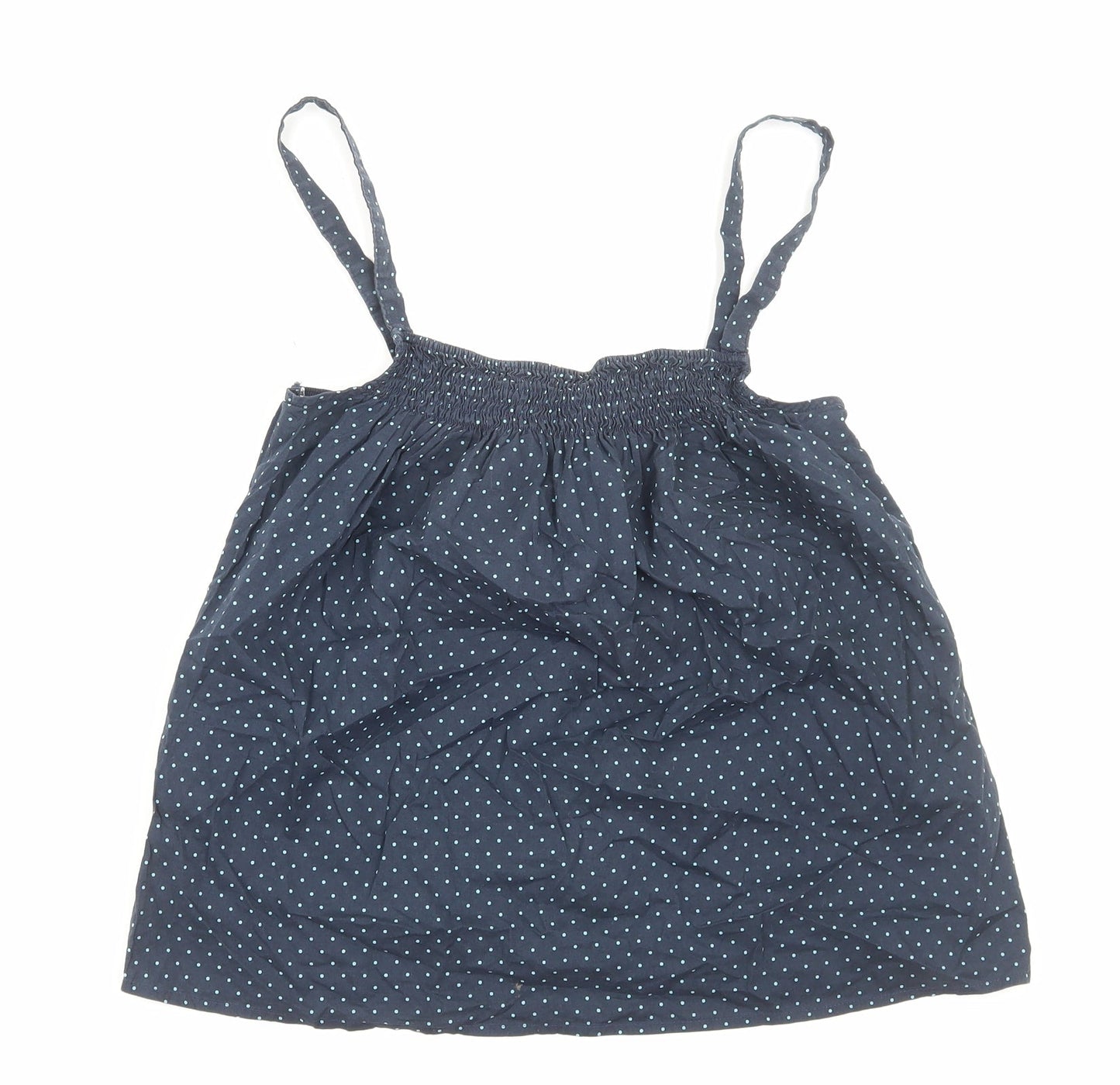 George Womens Blue Polka Dot Cotton Basic Tank Size 12 Square Neck