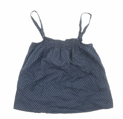 George Womens Blue Polka Dot Cotton Basic Tank Size 12 Square Neck