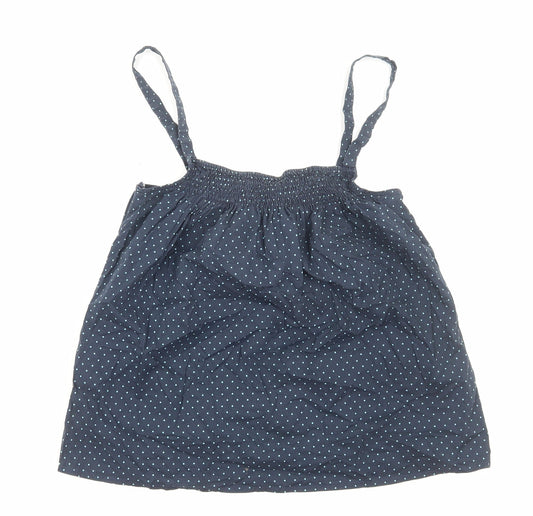 George Womens Blue Polka Dot Cotton Basic Tank Size 12 Square Neck
