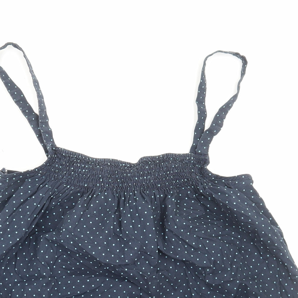George Womens Blue Polka Dot Cotton Basic Tank Size 12 Square Neck