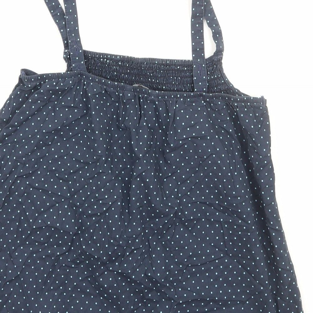 George Womens Blue Polka Dot Cotton Basic Tank Size 12 Square Neck