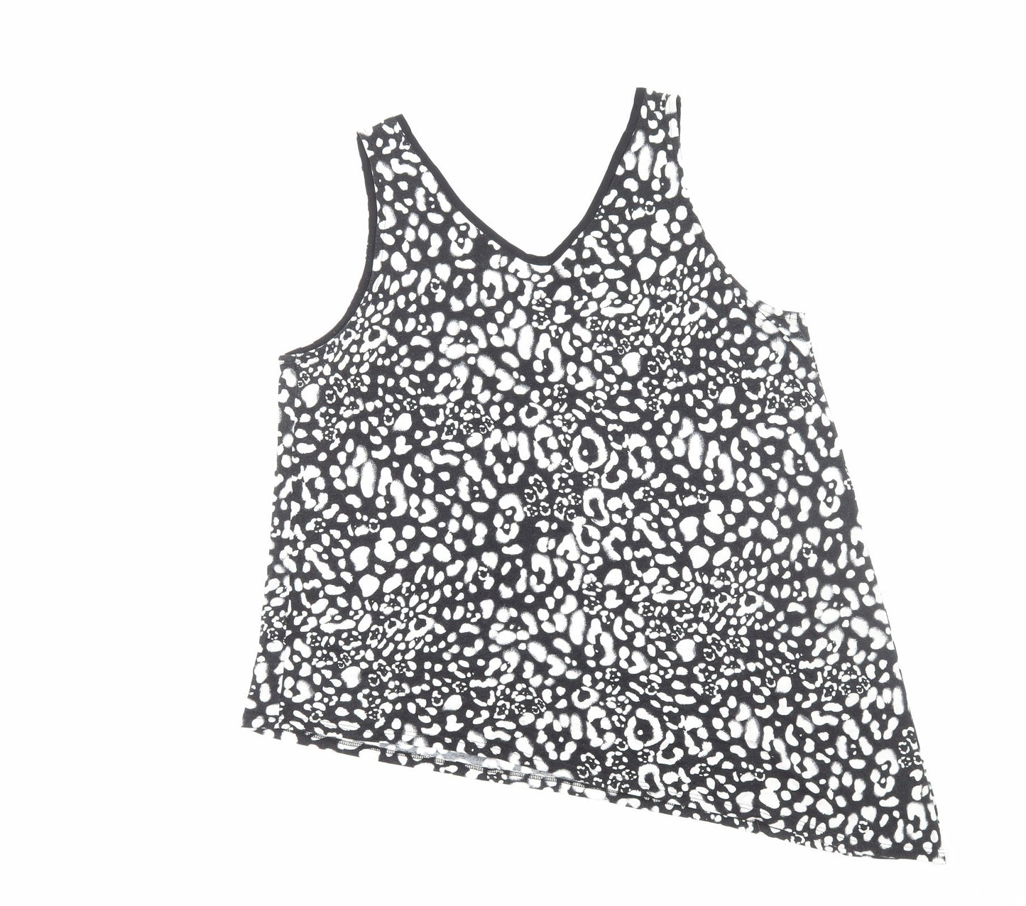 George Womens Black Geometric Viscose Basic Tank Size 20 V-Neck - Asymmetric