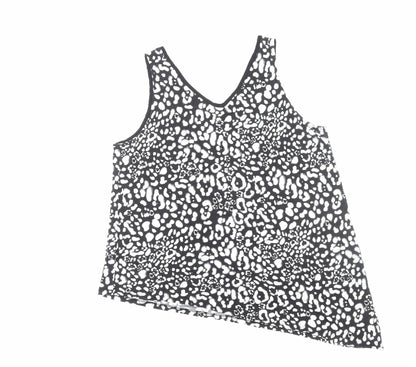 George Womens Black Geometric Viscose Basic Tank Size 20 V-Neck - Asymmetric