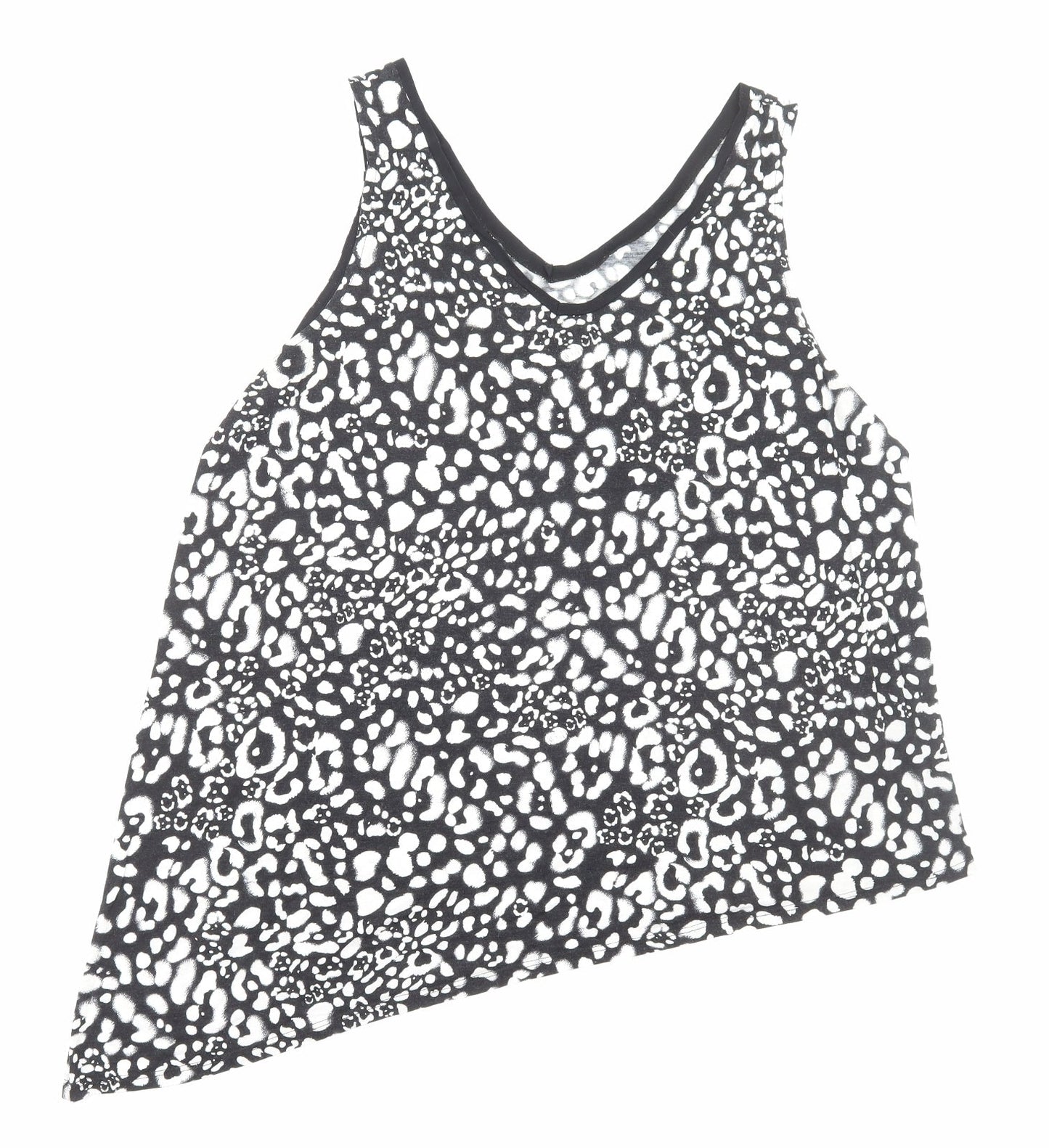 George Womens Black Geometric Viscose Basic Tank Size 20 V-Neck - Asymmetric