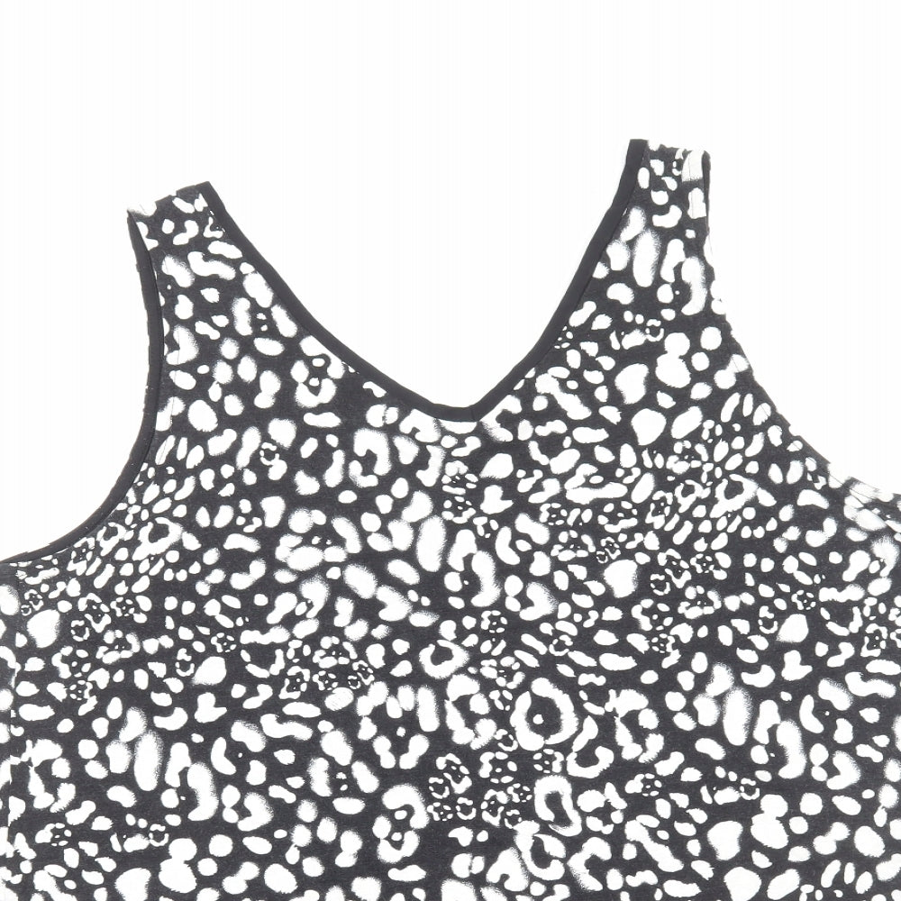 George Womens Black Geometric Viscose Basic Tank Size 20 V-Neck - Asymmetric