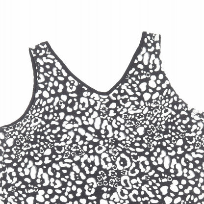 George Womens Black Geometric Viscose Basic Tank Size 20 V-Neck - Asymmetric