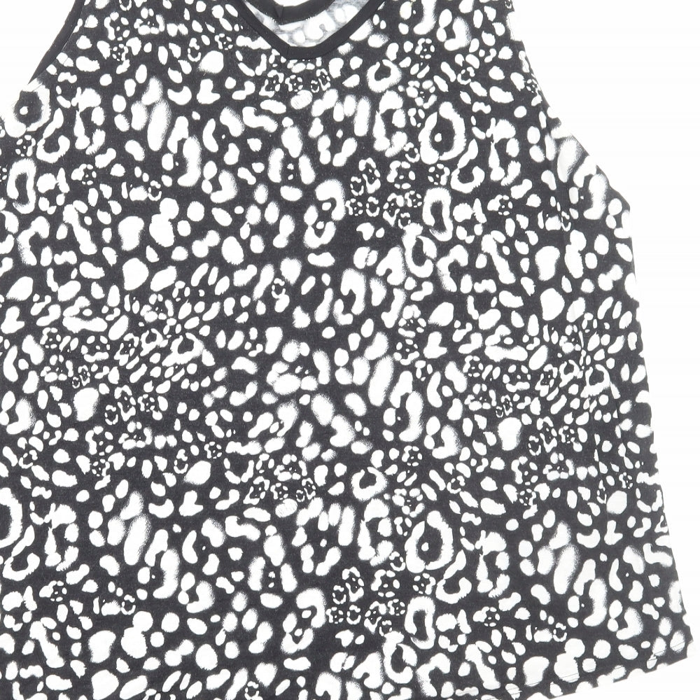 George Womens Black Geometric Viscose Basic Tank Size 20 V-Neck - Asymmetric